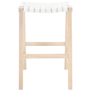 Safavieh Abreu Rectangle Barstool - White / Light Natural