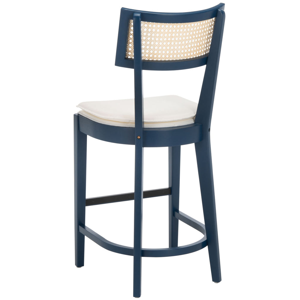 Safavieh Galway Cane Counter Stool - Navy / Natural