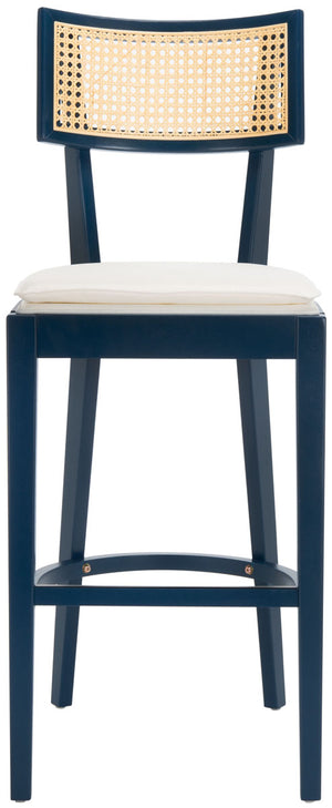 Safavieh Galway Cane Bar Stool - Navy / Natural