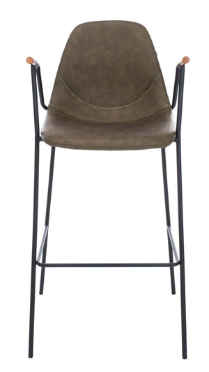 Safavieh Tanner Mid Century Barstool - Olive Pu/Black
