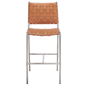 Safavieh Olenna Woven Counter Stool - Cognac / Silver