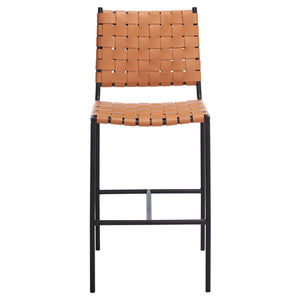 Safavieh Olenna Woven Counter Stool - Cognac / Black