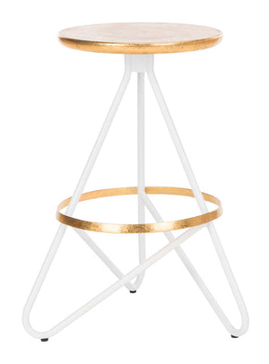 Safavieh Galexia Counter Stool - Gold Top+Ring/White Legs