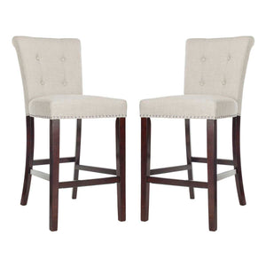 Safavieh Taylor Bar Stool - Light Grey / Espresso (Set of 2)