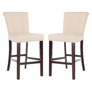 Safavieh Taylor Bar Stool - Beige / Espresso (Set of 2)