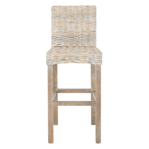 Safavieh Tobie Rattan Bar Stool - Grey White Wash/Grey White Wash