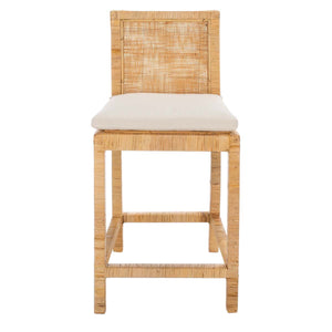 Safavieh Tojo Cane Counter Stool W/ Cushion - Natural / White