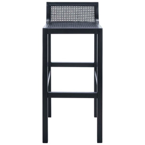 Safavieh Saito Low Back Cane Bar Stool - Black