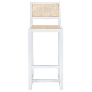 Safavieh Seika Rattan Bar Stool - White / Natural