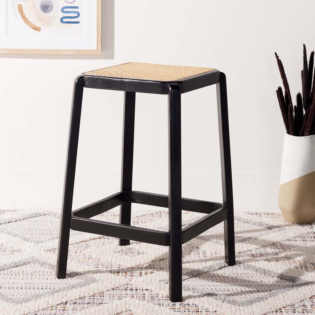 Safavieh Silus Backless Cane Counter Stool - Black / Natural