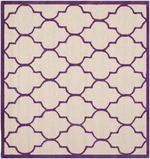 Contemporary Square Area Rug, CAM134V, 182 X 182 cm in Ivory / Purple