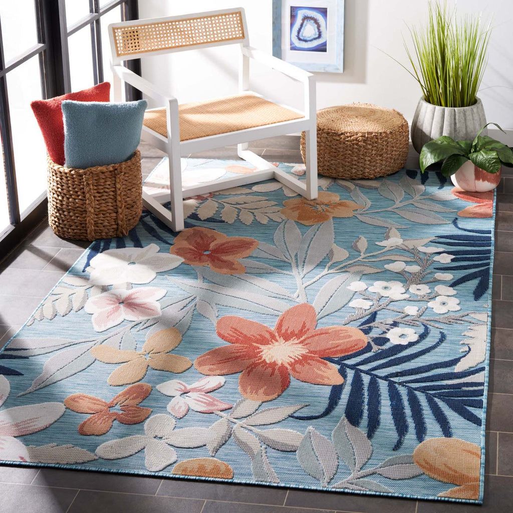 Safavieh Cabana Rug Collection: CBN454J - Aqua / Rust