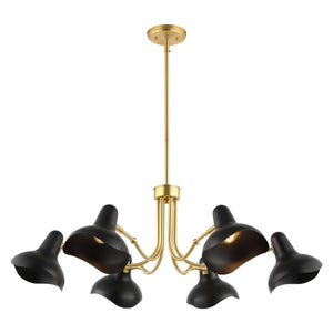 Safavieh Mykola 6 Light 39 Inch Iron Chandelier - Black / Brass Gold