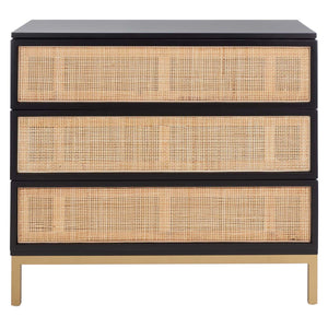 Safavieh Zadie 3 Drawer Rattan Chest - Black / Natural