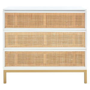 Safavieh Zadie 3 Drawer Rattan Chest - White / Natural