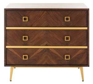 Safavieh Katia 3 Drawer Chest - Walnut/Gold