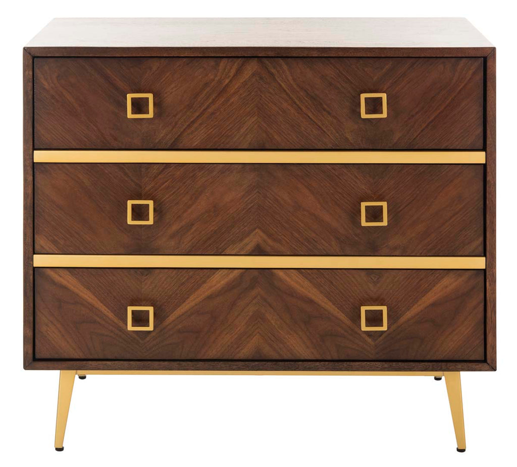 Safavieh Katia 3 Drawer Chest - Walnut/Gold