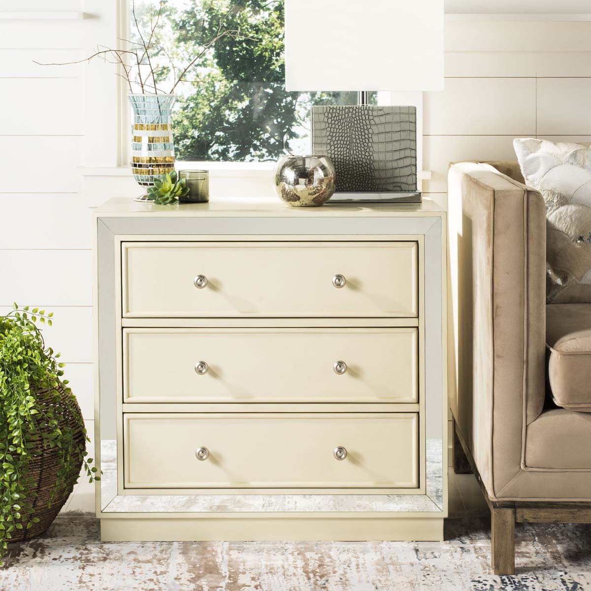 Safavieh Basie 3 Drawer Chest - Antique Beige Safavieh Basie 3 Drawer Chest - Antique Beige