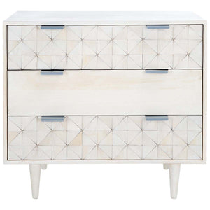 Safavieh Zinnia 3 Drawer Chest  - White Washed / Silver