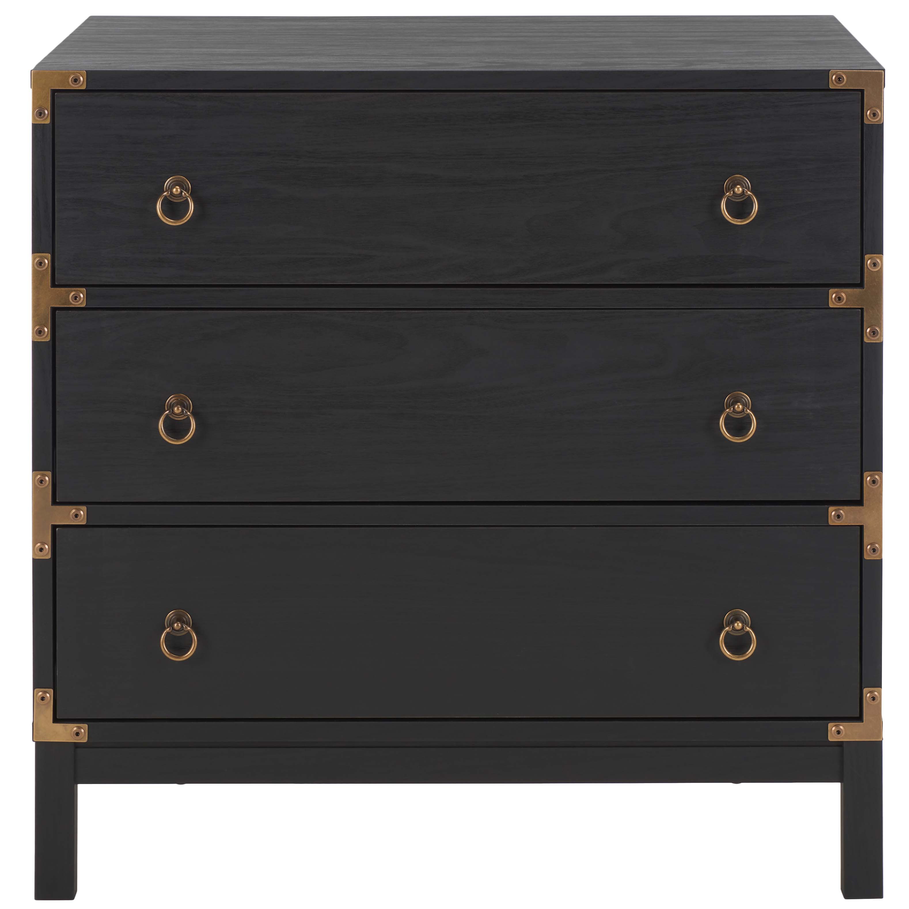 Safavieh Galio 3 Drawer Chest, Black / Gold Safavieh Galio 3 Drawer Chest, Black / Gold