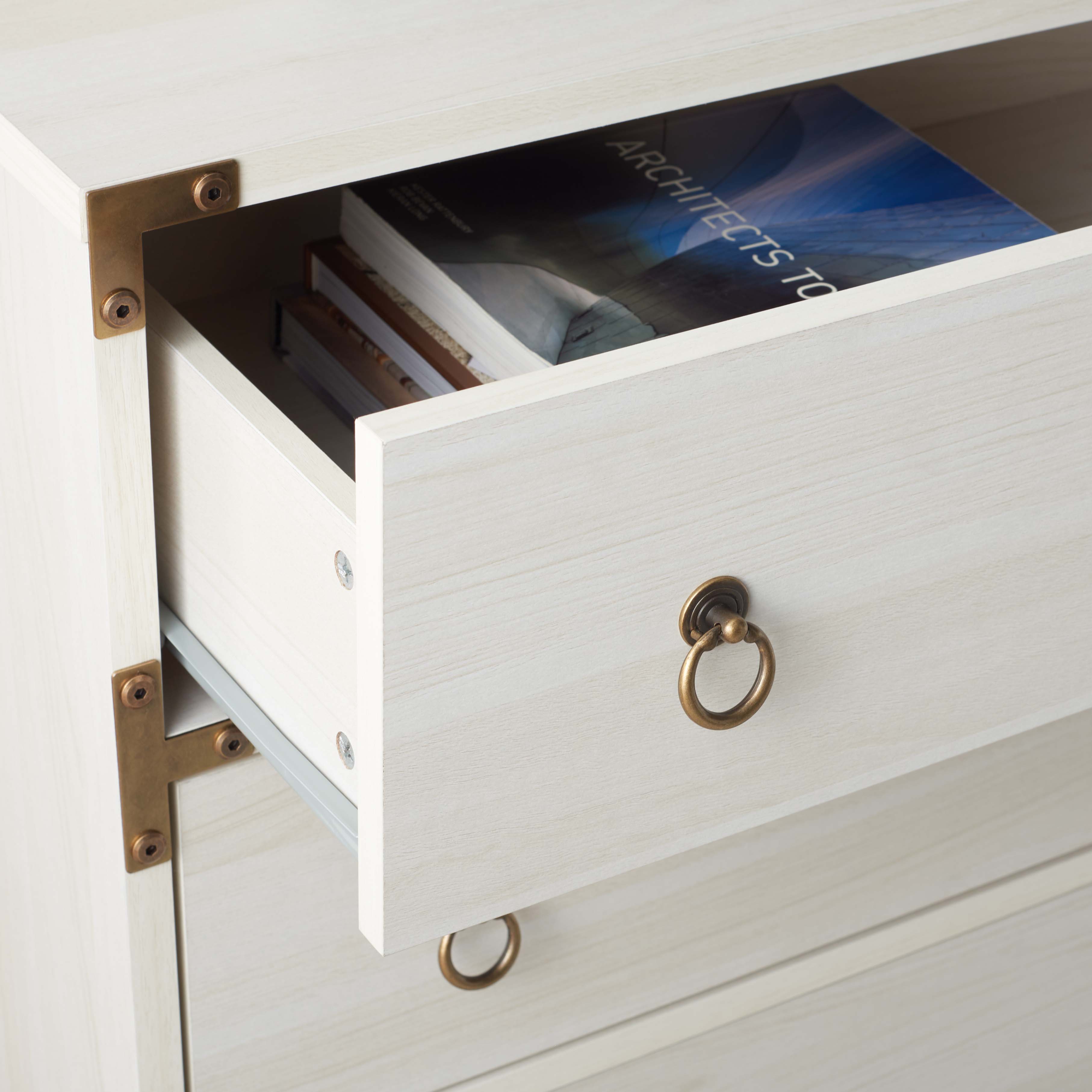 Safavieh Galio 3 Drawer Chest, White / Gold Safavieh Galio 3 Drawer Chest, White / Gold