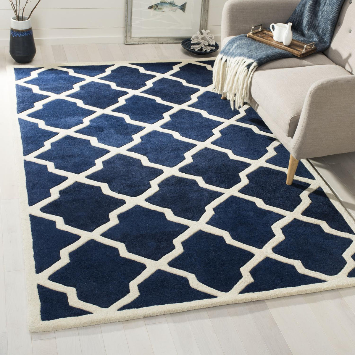 Safavieh Chatham Rug Collection CHT735C - Dark Blue / Ivory