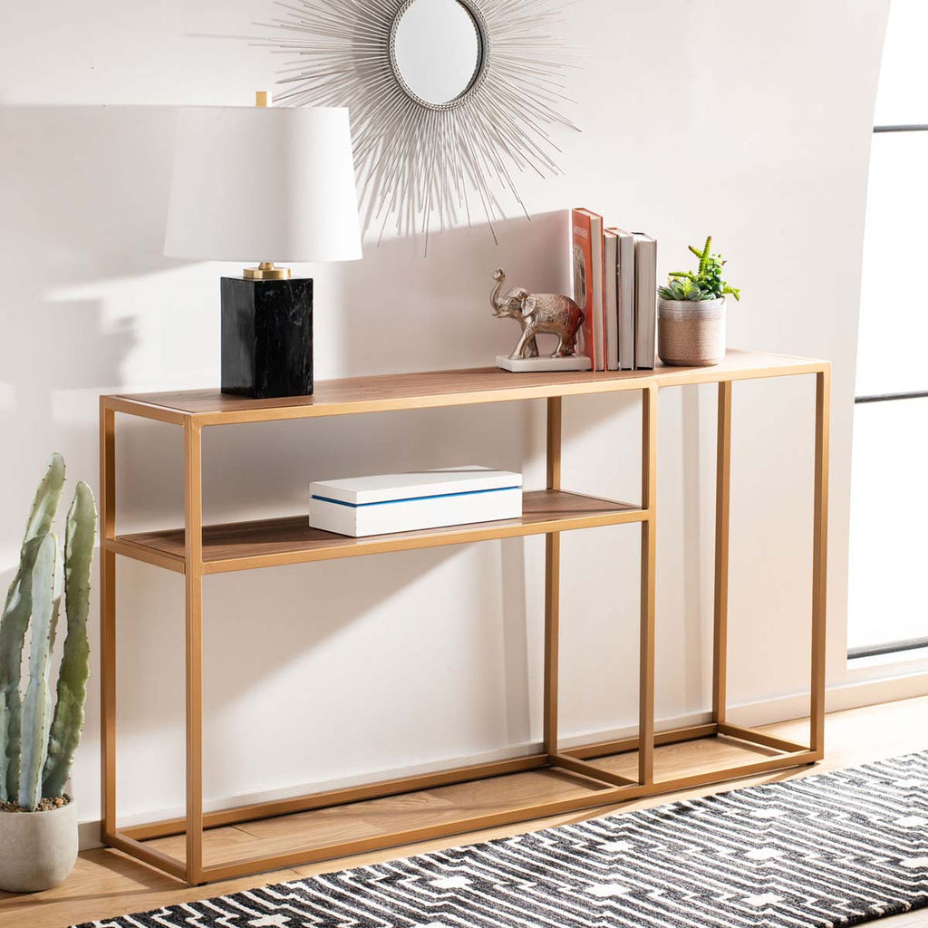 Safavieh Octavia Console Table - Walnut/Gold