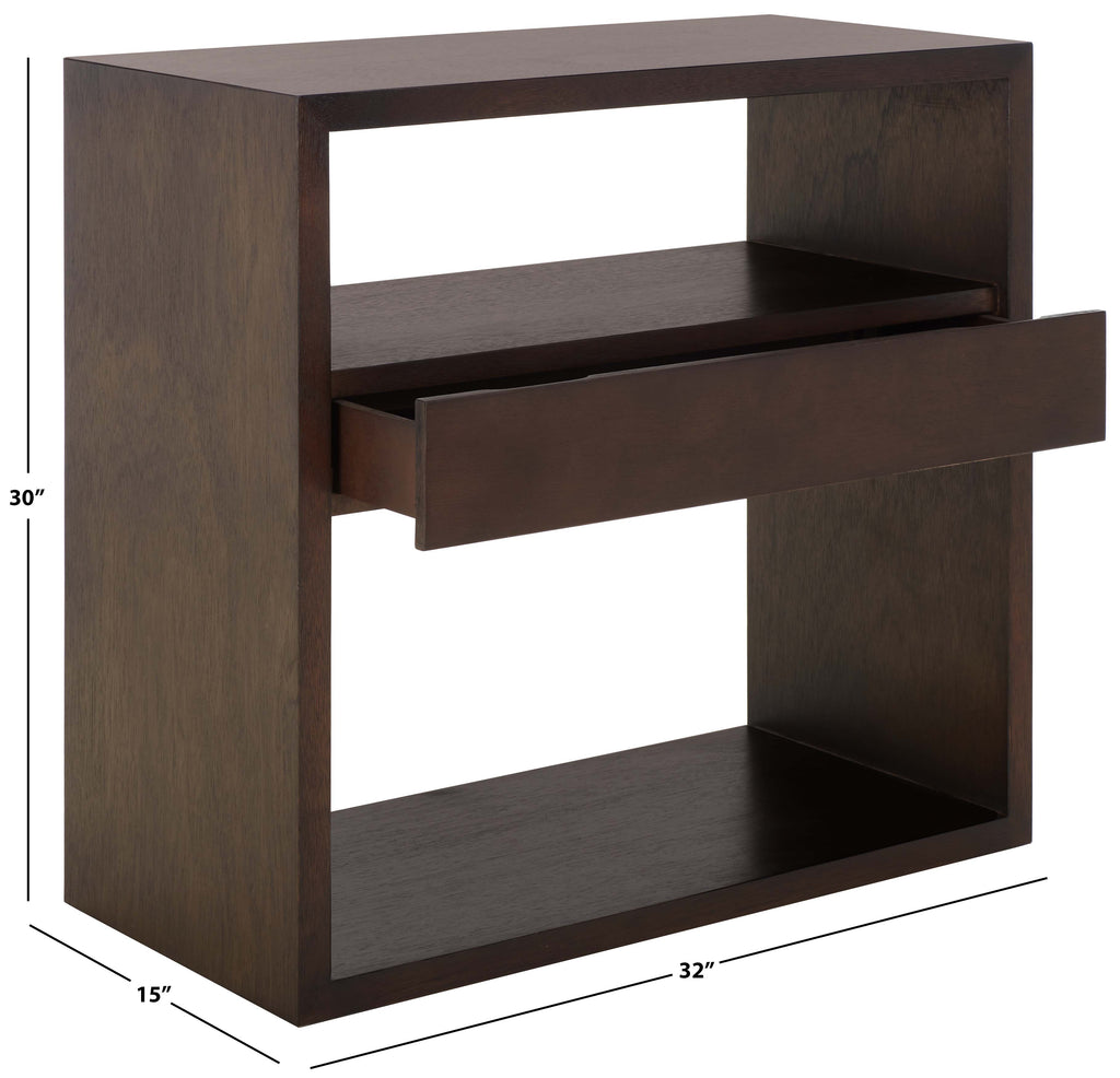 Safavieh Munson 2 Shelf 1 Drawer Console Table - Dark Oak