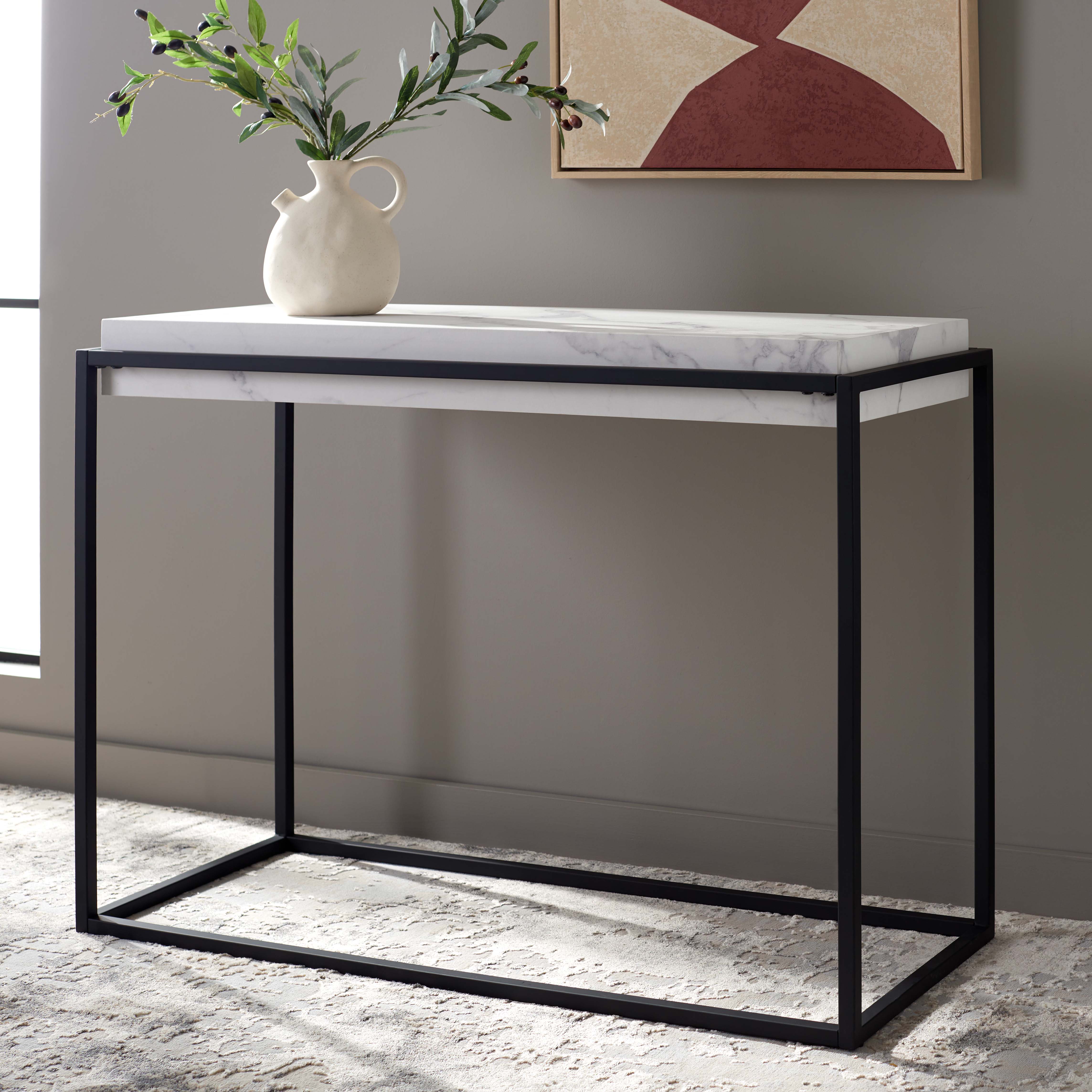Safavieh Edgefield Console Table White Marble Black