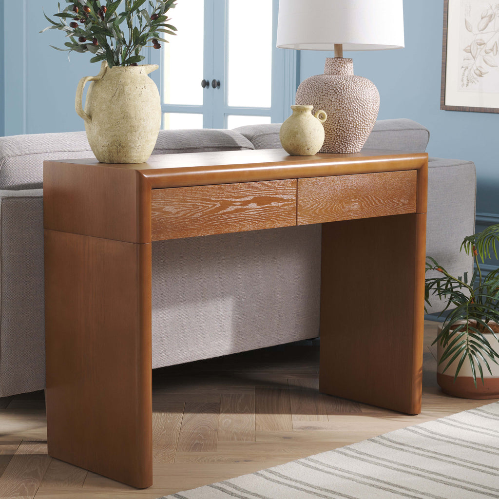 Safavieh Rune Console Table W/ Drawers - Natural Brown