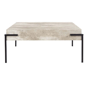 Safavieh Eli Square Coffee Table - Light Grey Faux Concrete/Black