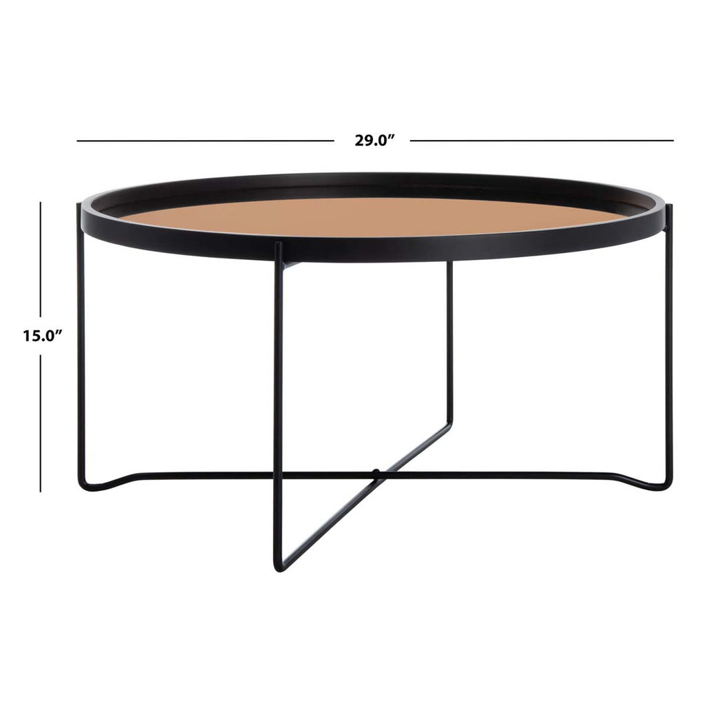 Safavieh Ruby Round Tray Top Coffee Table - Rose Gold/Black