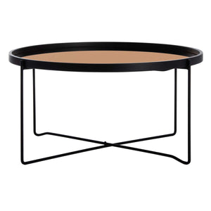 Safavieh Ruby Round Tray Top Coffee Table - Rose Gold/Black