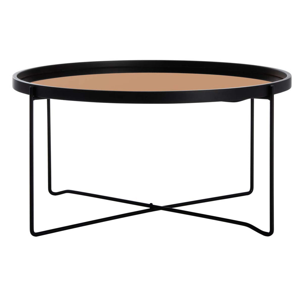 Safavieh Ruby Round Tray Top Coffee Table - Rose Gold/Black