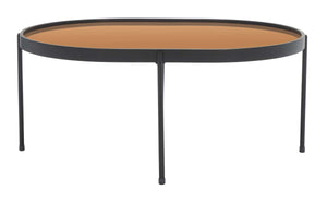Safavieh Emmerich Mirrored Coffee Table - Rose Gold Top /Matte Black Legs