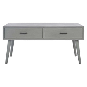 Safavieh Mozart Mid   Century 2 Drawer Coffee Table-Distressed Grey