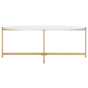 Safavieh Taliyah Oval Coffee Table - White Marble / Gold