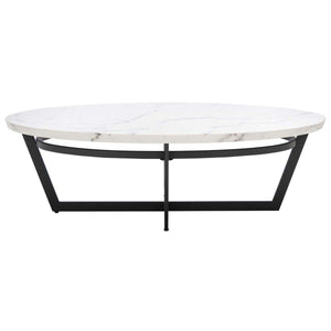 Safavieh Placido Oval Coffee Table - White Marble / Black