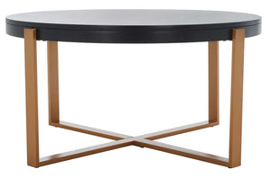 Safavieh Navya Round Coffee Table - Black Top / Gold Legs