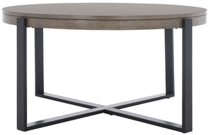 Safavieh Navya Round Coffee Table - Light Grey Top / Black Legs