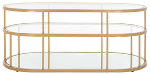 Safavieh Layta 3 Shelf Coffee Table - Gold/Glass