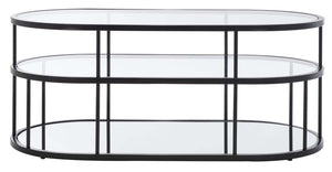 Safavieh Layta 3 Shelf Coffee Table - Matte Black/Glass