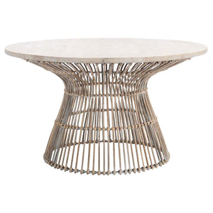 Safavieh Whent Round Coffee Table - Grey White Wash / Black