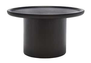 Safavieh Devin Round Pedestal Coffee Table - Black With White Wash Distressing