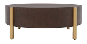 Safavieh Diangela Round Coffee Table - Dark Oak / Gold