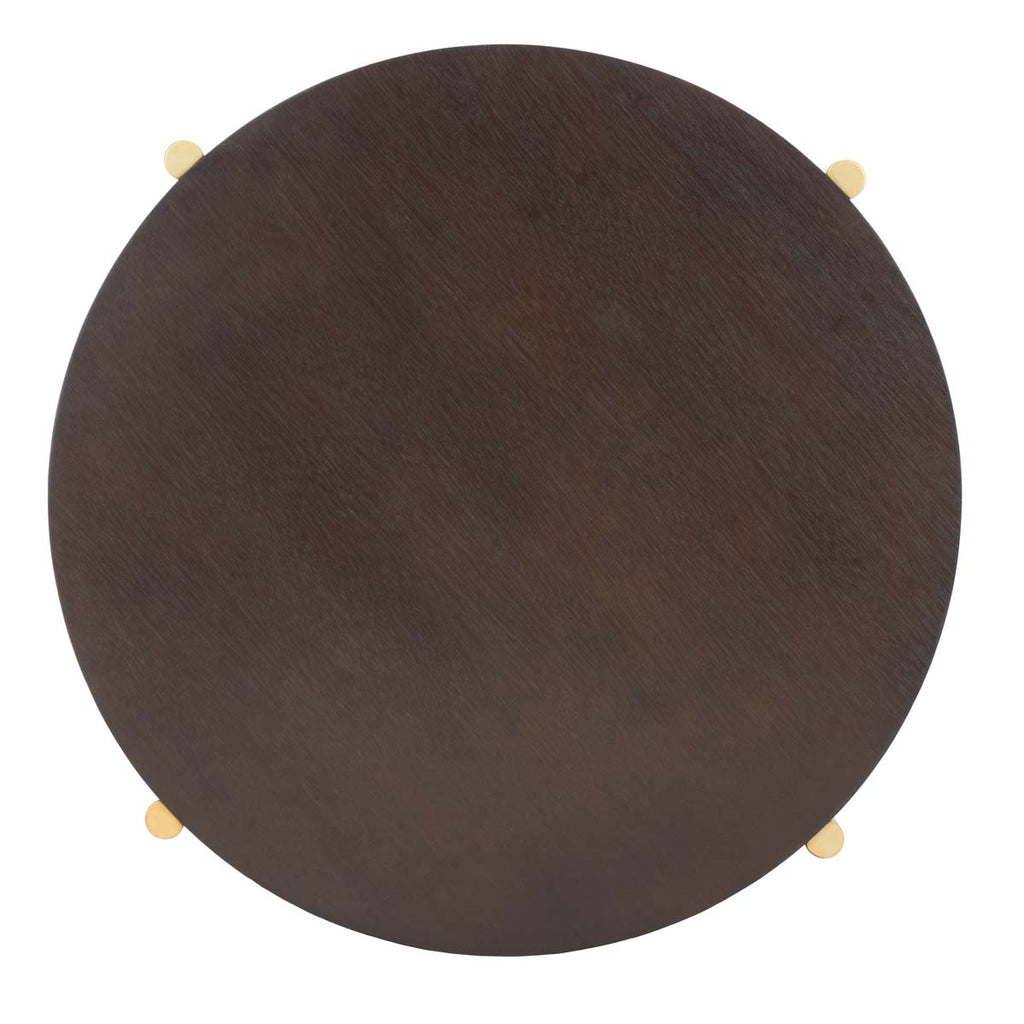Safavieh Diangela Round Coffee Table - Dark Oak / Gold