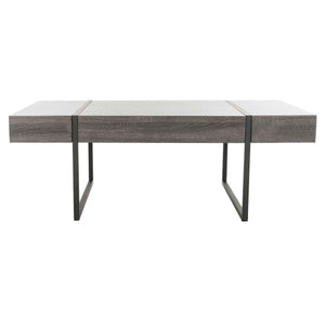 Safavieh Tristan Rectangular Modern Coffee Table - Black/Black Metal Legs