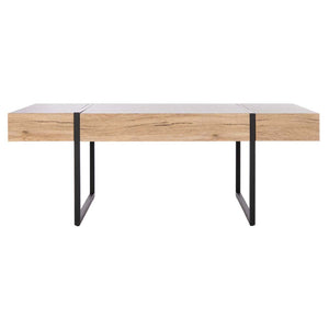 Safavieh Tristan Rectangular Modern Coffee Table-Natural/Black Metal Legs