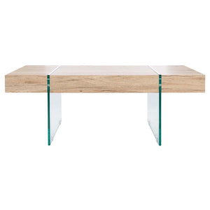 Safavieh Jacob Rectangular Glass Leg Modern Coffee Table-Natural/Glass Legs