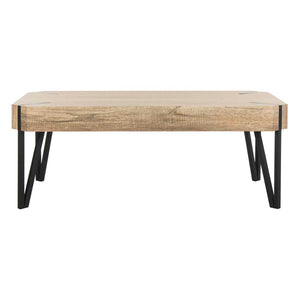 Safavieh Liann Rustic Midcentury Wood Top Coffee Table - Multi Brown/Black Metal Legs